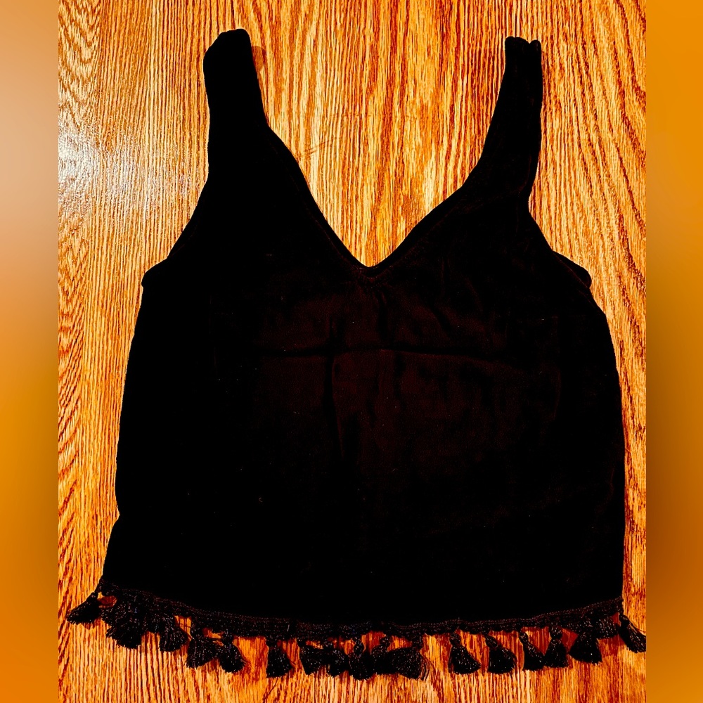 Black H&M Tassel Top